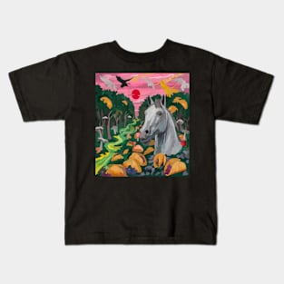 watercolor horse head statue with tacos Kids T-Shirt